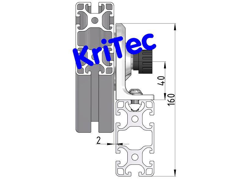 KriTec Winkelfeststellung 8 80x40 inkl. Befestigungssatz