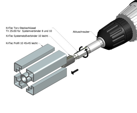 KriTec System-Stoßverbindungssatz 10 für Profil 10 leicht