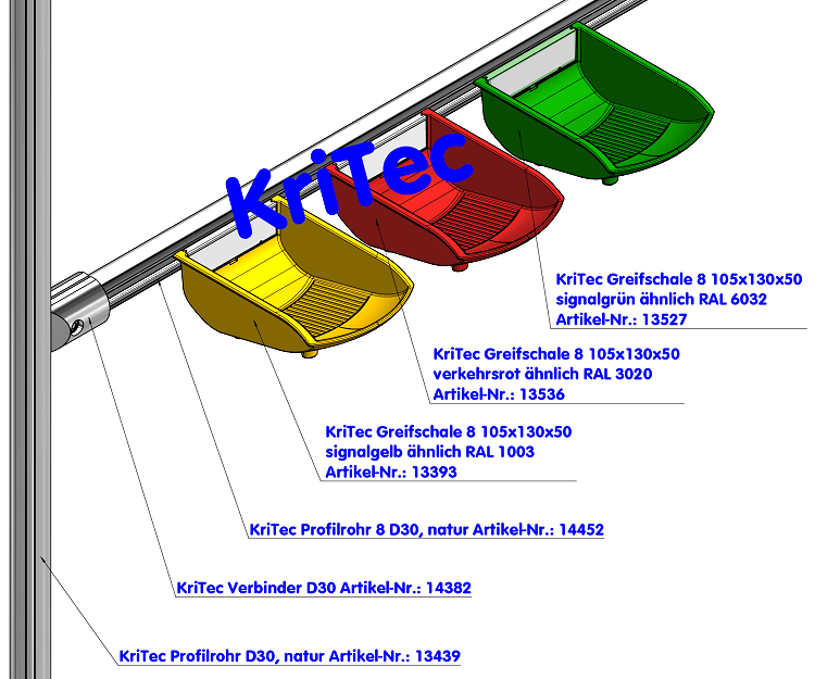 KriTec Greifschale 8 105x130x50 signalgelb ähnl. RAL 1003