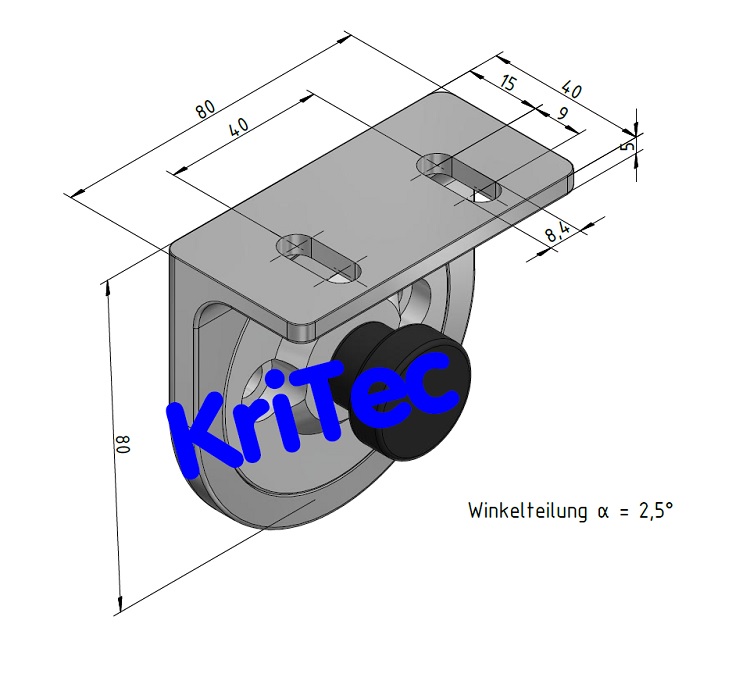 KriTec Winkelfeststellung 8 80x40 inkl. Befestigungssatz