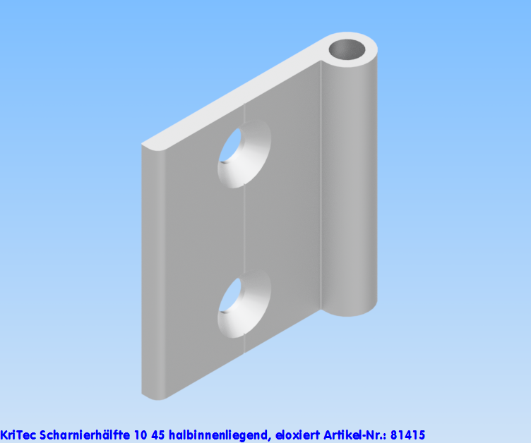 KriTec Scharnierhälfte 10 45 halbinnenliegend, eloxiert