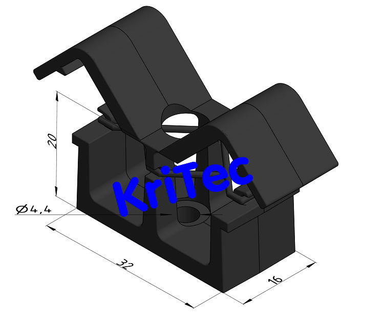KriTec Clip-Kabelbinder mit Gummi 10 Raster 40, 45, 50 und 60 mit Zylinderschraube DIN 912