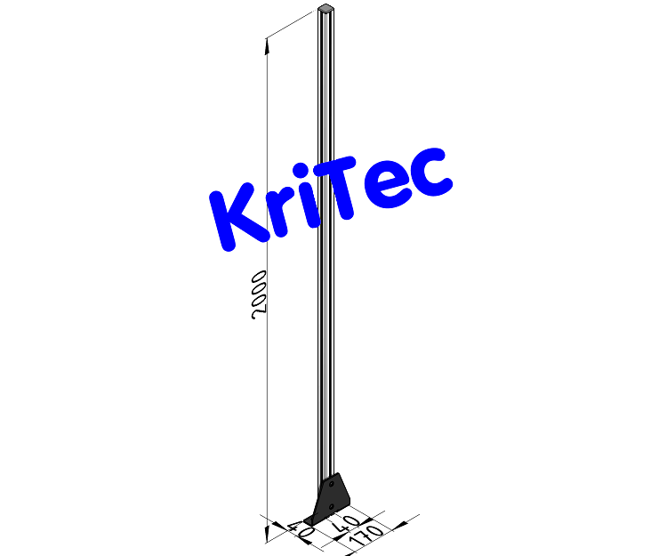 KriTec Pfosten gerade Profil 8 40x40 H2.000mm