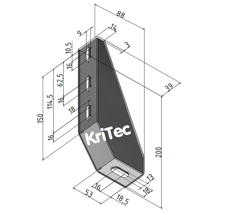 KriTec Bodenwinkel St 200x40x88, verzinkt