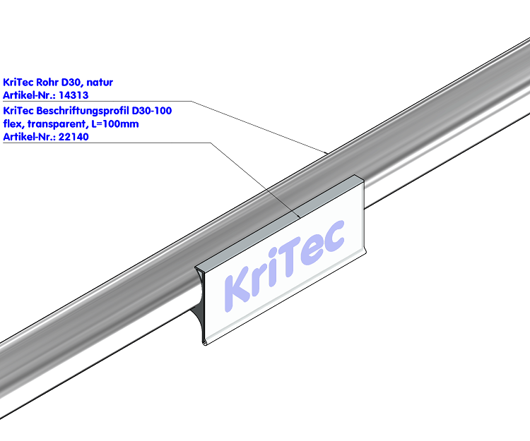KriTec Beschriftungsprofil D30-100, transparent
