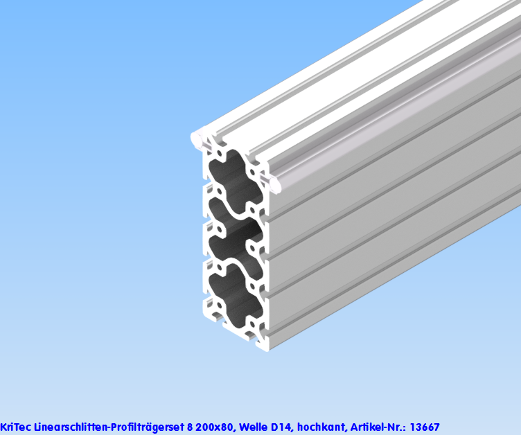 KriTec Linearschlitten-Profilträgerset 8 200x80, Welle D14, hochkant