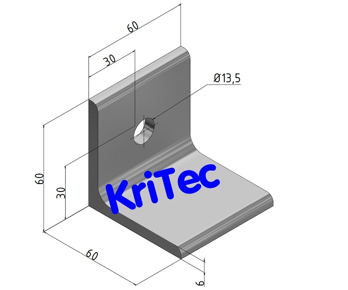 KriTec Anschweißwinkel 12 60x60x6 L=60, Stahl