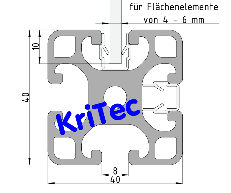 KriTec Abdeck- und Einfassprofil 8 Raster 40, natur