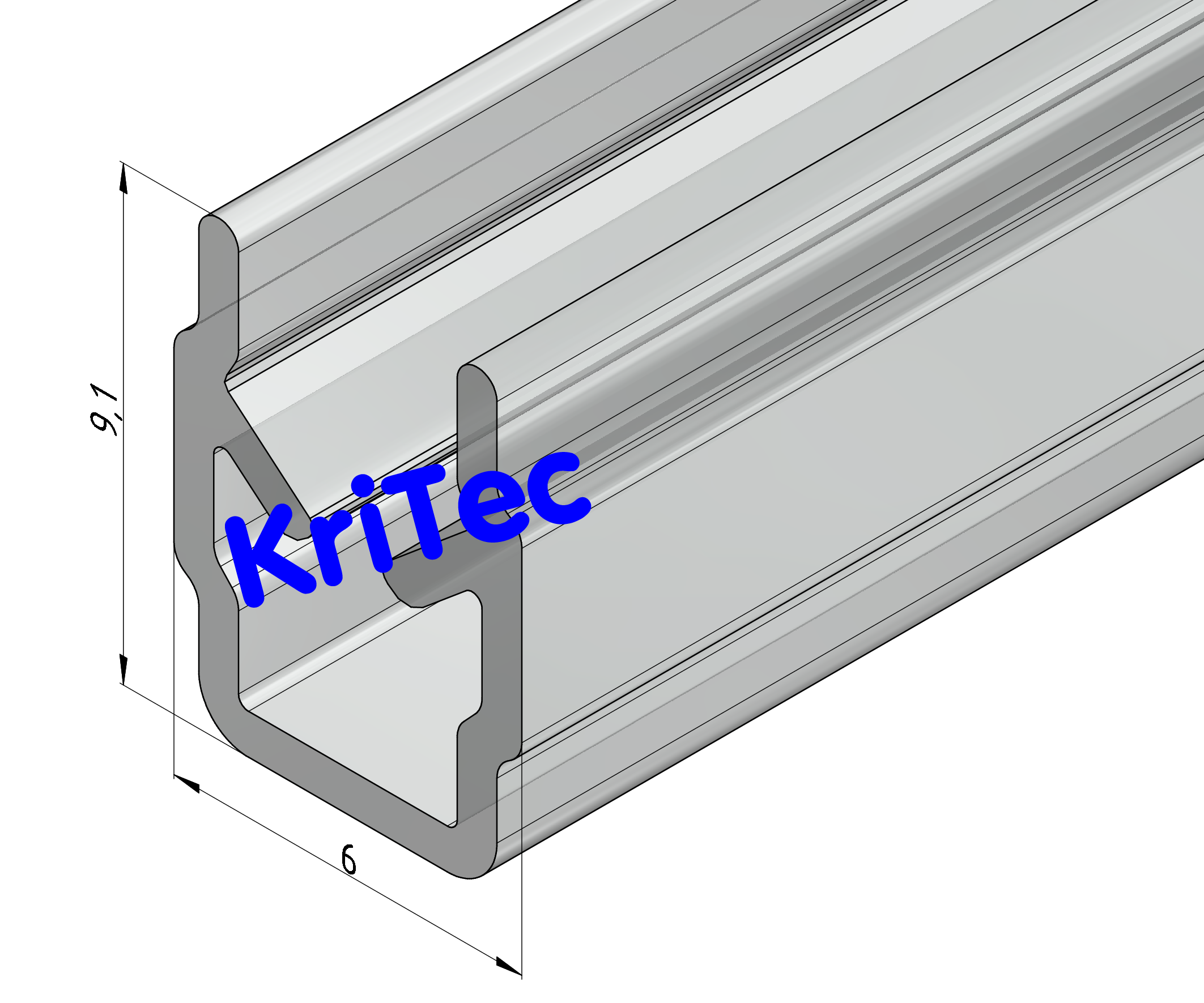 KriTec Abdeck- und Einfassprofil 6 Raster 30, natur