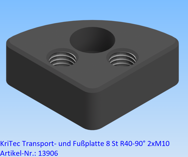 KriTec Transport- und Fußplatte 8 R40-90° 2xM10 schwarz