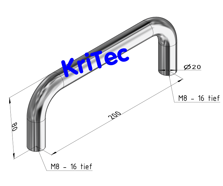 KriTec Handgriff Al 200 gerade, silber