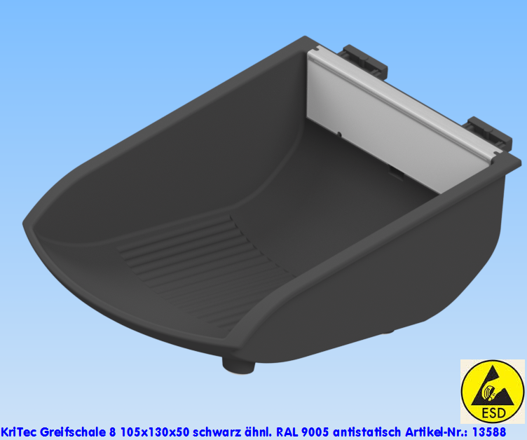 KriTec Greifschale 8 105x130x50 schwarz ähnl. RAL 9005 antistatisch