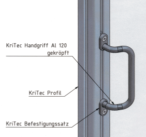 KriTec Handgriff Al 120 gebogen, schwarz und silber