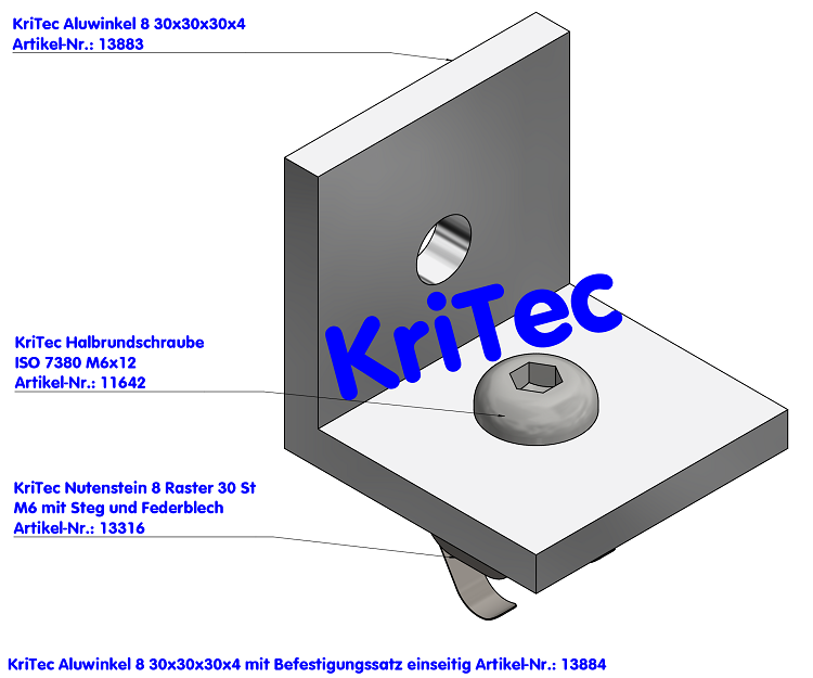 KriTec Aluwinkel 8 30x30x30x4