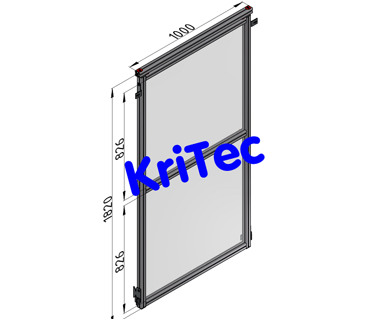 KriTec Schutzzaunelement Nut 8 Raster 40, B1000xH2000mm, Polycarbonat PC, klar 5mm