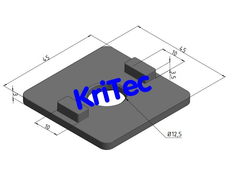 KriTec Adapterplatte 10 Raster 45 für Lenkrolle D80