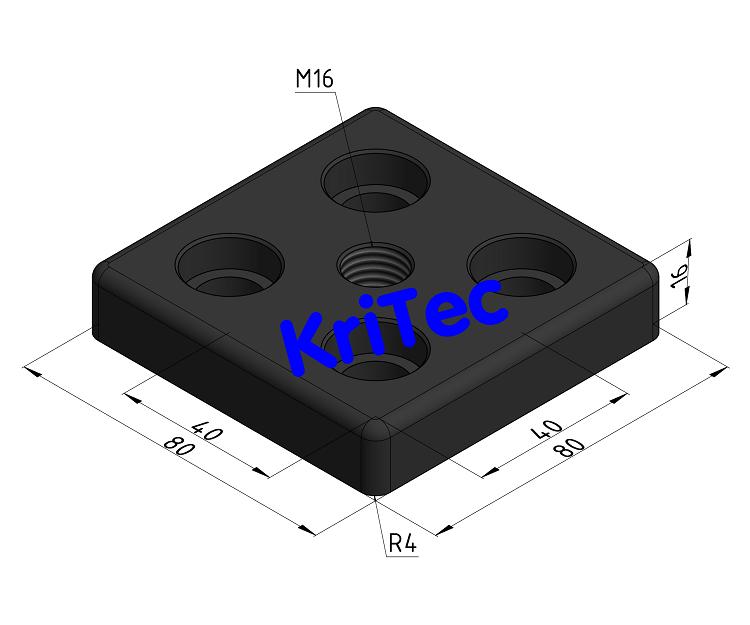 KriTec Transport- und Fußplatte 10 Zn 80x80 M16