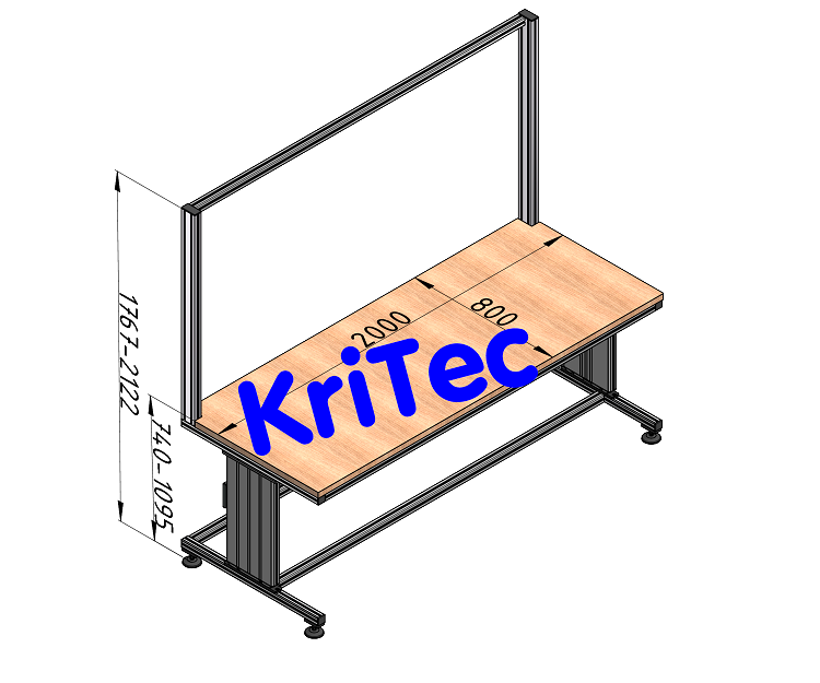 KriTec elektrischer Montagetisch inklusive Tischaufsatz