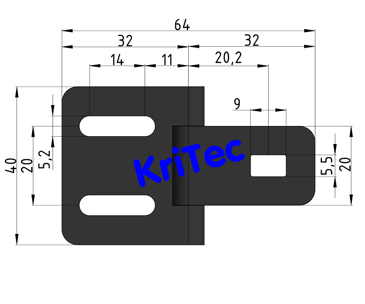 KriTec Scharnier St, schwarz