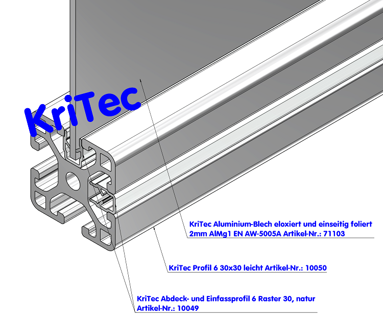 KriTec Abdeck- und Einfassprofil 6 Raster 30, natur