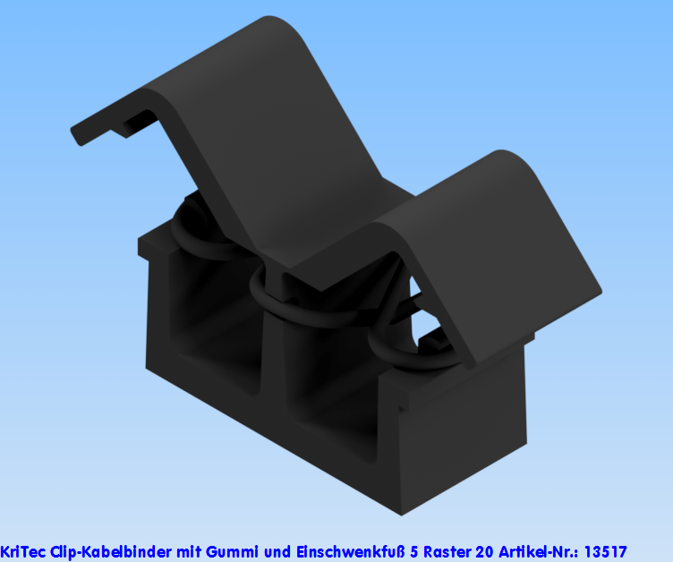 KriTec Clip-Kabelbinder mit Gummi und Einschwenkfuß 5 Raster 20