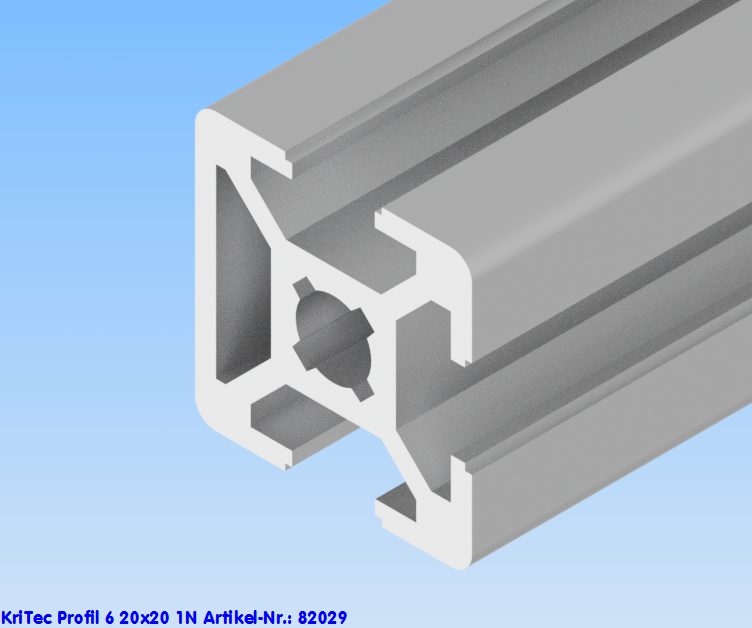 KriTec Profil 6 20x20 1N (1 Nut geschlossen, 3 Nuten offen)