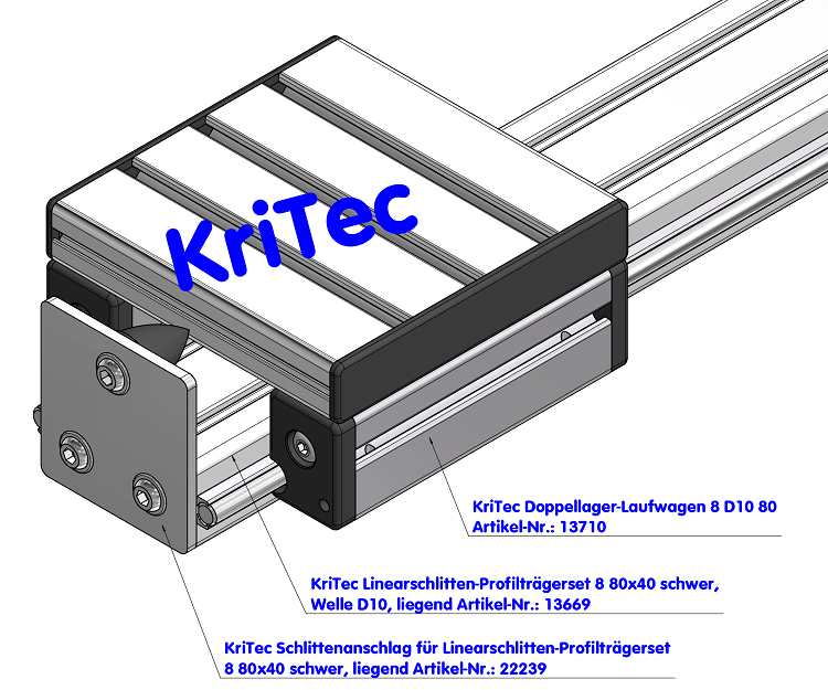 KriTec Doppellager-Laufwagen 8 D10 80