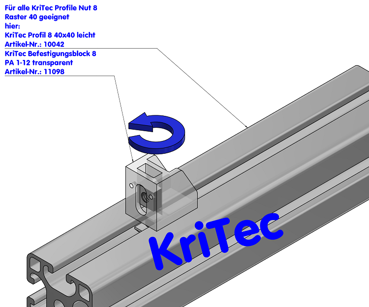 KriTec Befestigungsblock 8 PA 1-12 transparent