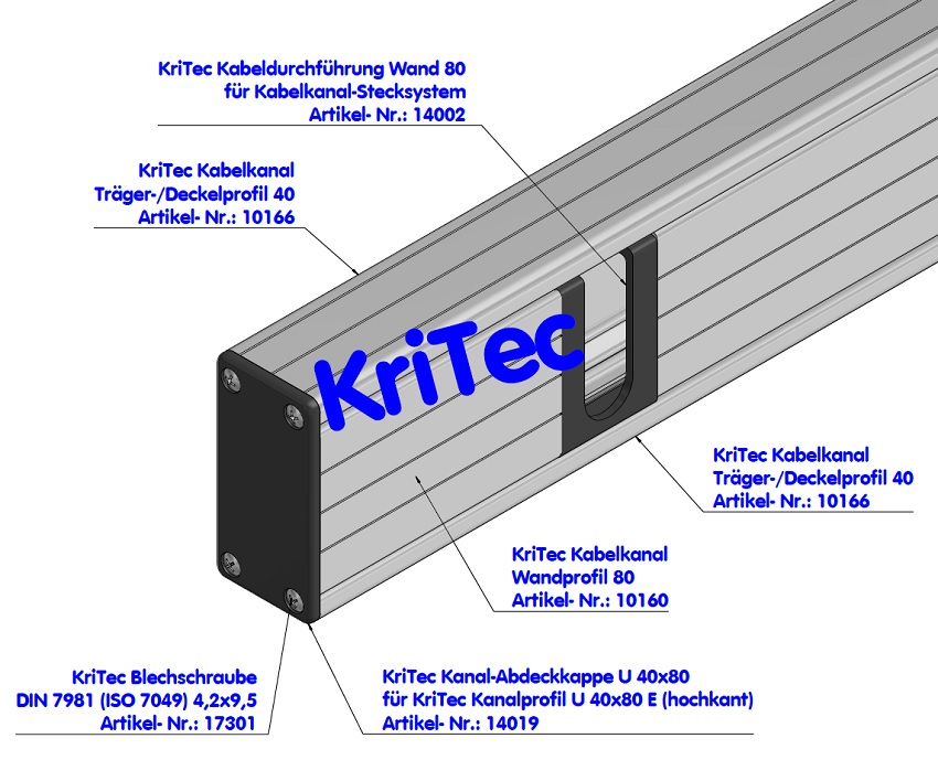 KriTec Kabelkanal-Träger/Deckelprofil 40