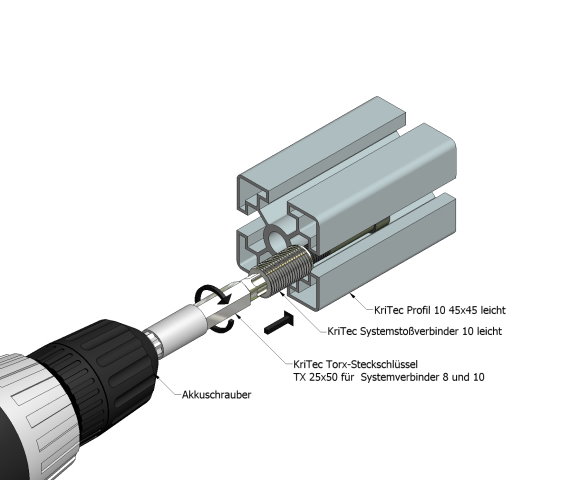 KriTec System-Stoßverbindungssatz 10 für Profil 10 leicht