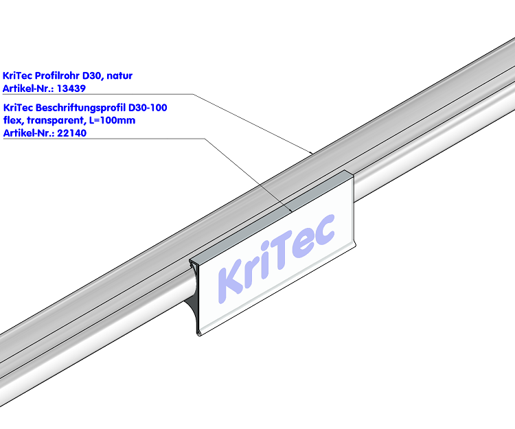 KriTec Beschriftungsprofil D30-100, transparent