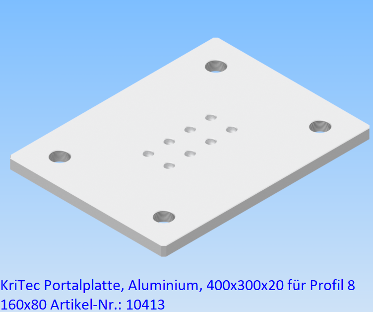 KriTec Portalplatte, Aluminium, 400x300x20 für Profil 8 160x80
