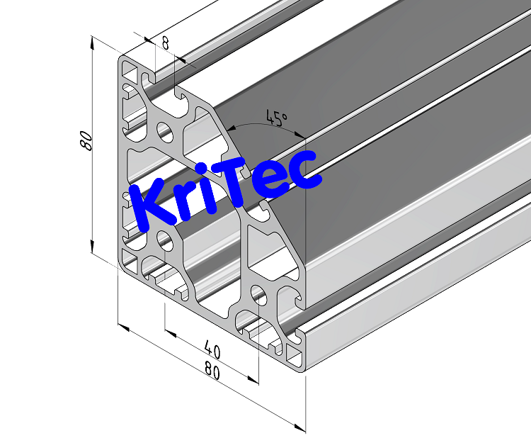 KriTec Profil 8 80x80-45° 4N 90° leicht