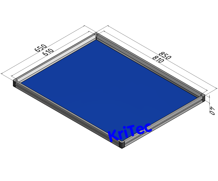 KriTec Tablett 8x6 ESD, Rand vierseitig, Innenmaß 810x610mm, blau ähnl. RAL 5015
