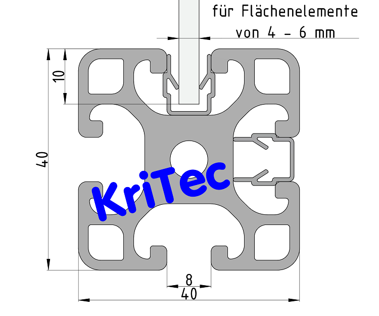 KriTec Abdeck- und Einfassprofil 8 Raster 40, alu silber
