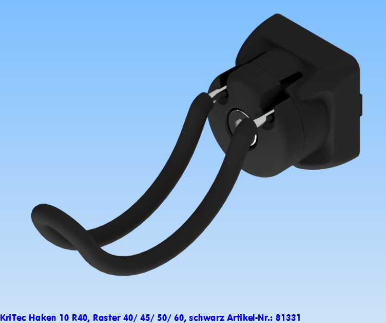 KriTec Haken 10 R40, Raster 40/ 45/ 50/ 60, schwarz
