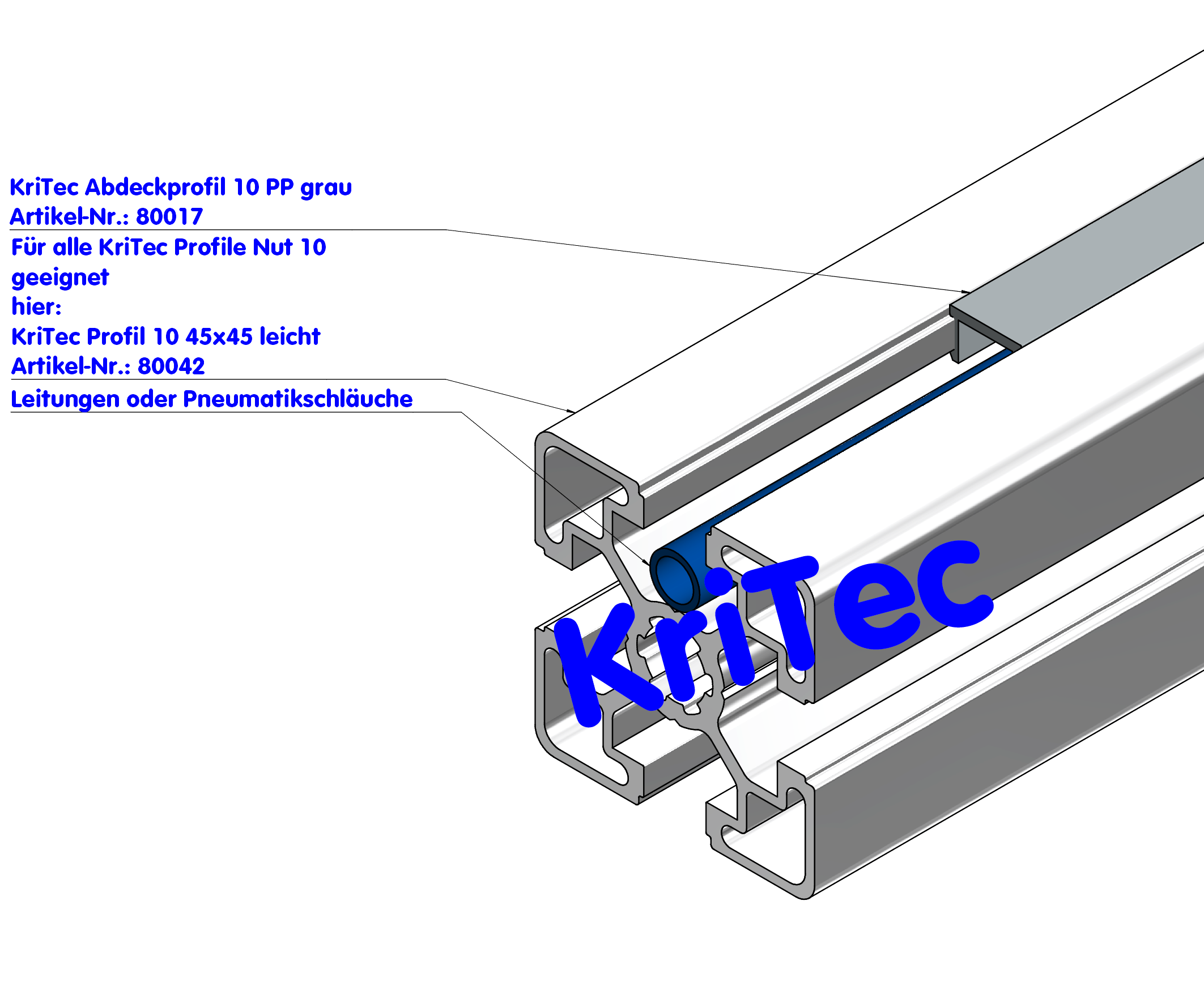 KriTec Abdeckprofil 10 PP grau