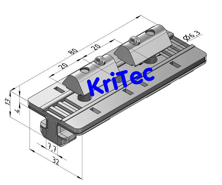 KriTec Gleitschlitten-Führung 8 80x40 Loslager