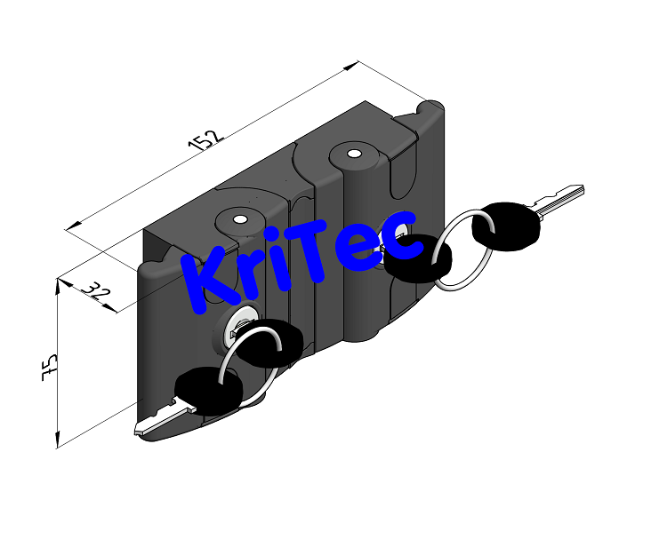 KriTec Doppel-Fallenverschluss, gleichschliessend, anschraubbar von vorne