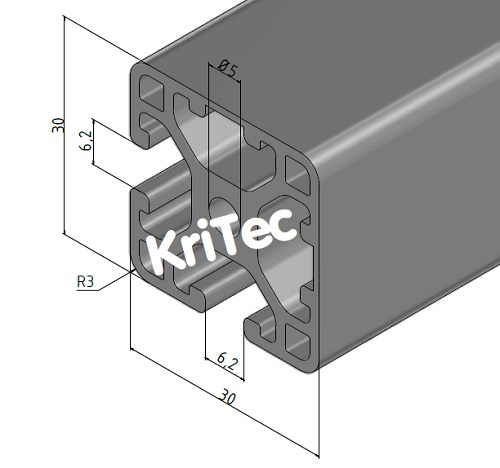 KriTec Profil 6 30x30 2N 90° leicht