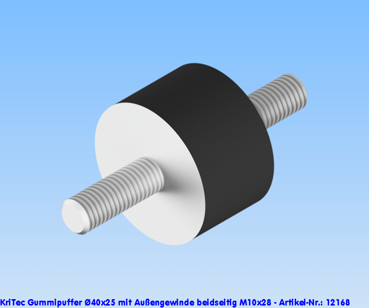 KriTec Gummipuffer Ø40x25 mit Außengewinde beidseitig M10x28