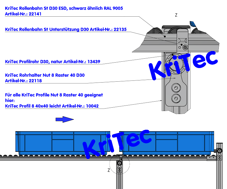 KriTec Rollenbahn St Unterstützung D30