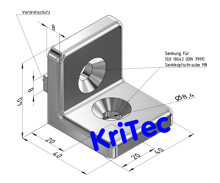 KriTec Winkel V 8 40 Zn inkl. Befestigungssatz