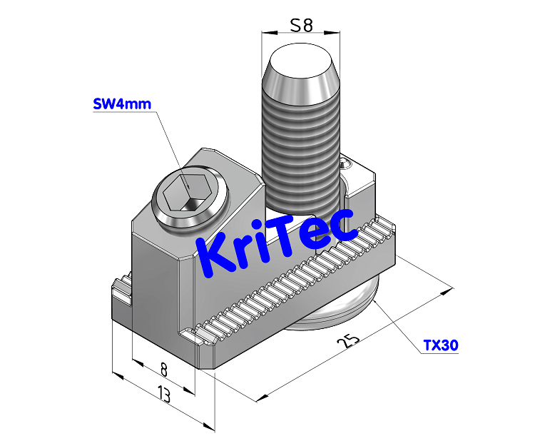 KriTec Druckverbinder 8 Raster 40 einseitig, selbstschneidend