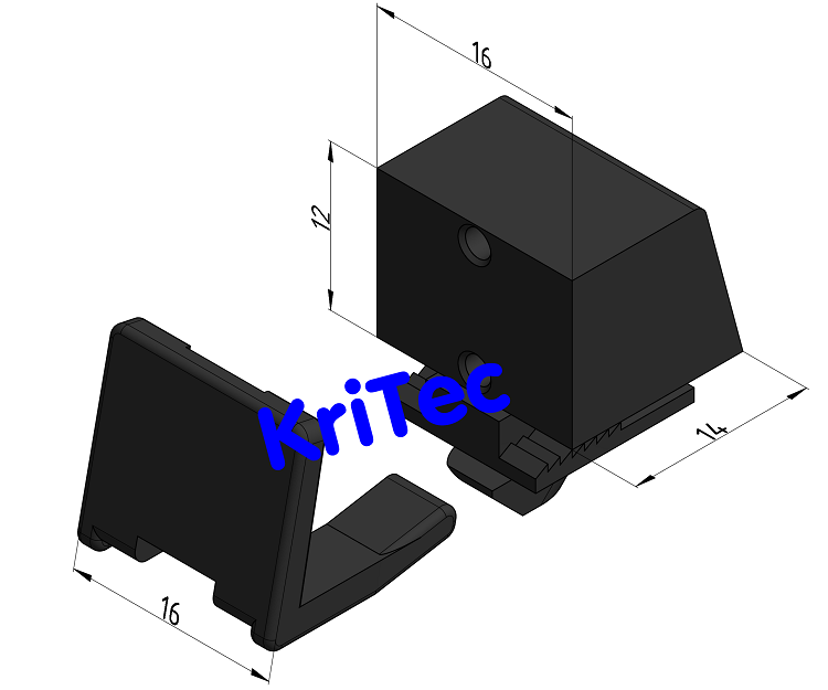 KriTec Klemm-Multiblock 5 Raster 20 PA, schwarz