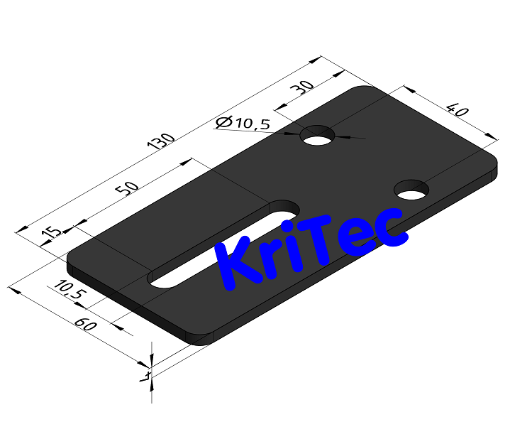 KriTec Vario-Lasche 12 130x60x4 St schwarz, pulverbeschichtet