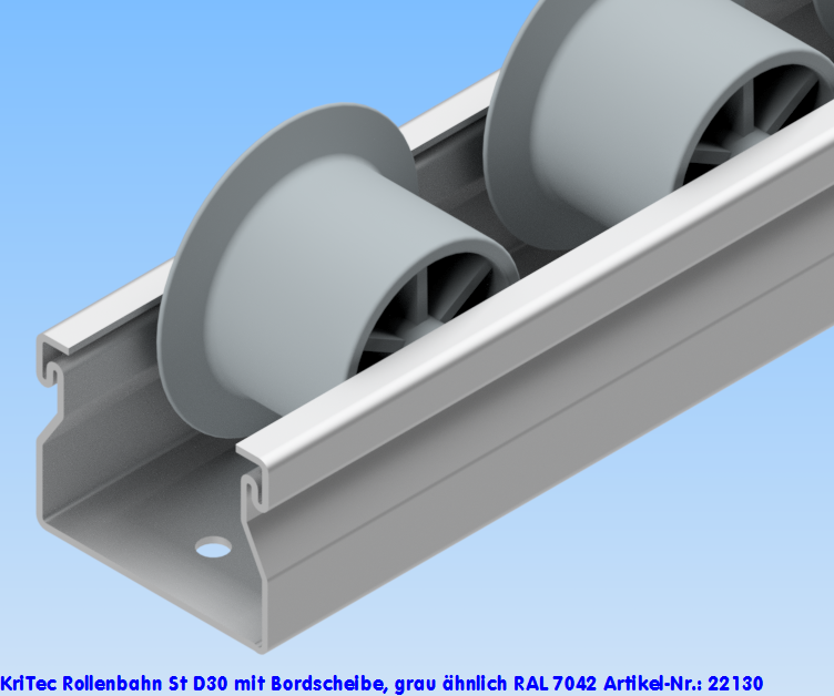 KriTec Rollenbahn St D30 mit Bordscheibe, grau ähnlich RAL 7042