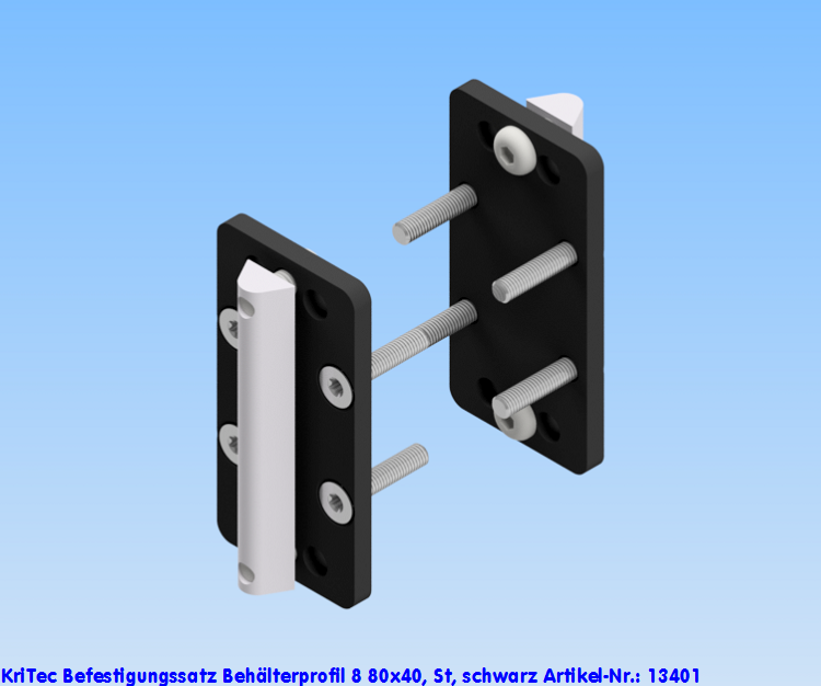 KriTec Befestigungssatz Behälterprofil 8 80x40, St, schwarz