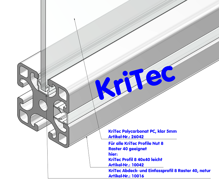 KriTec Abdeck- und Einfassprofil 8 Raster 40, natur