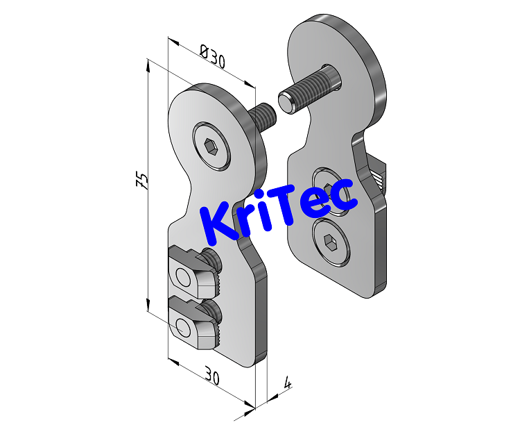 KriTec Rohrhalter Nut 8 Raster 30 D30